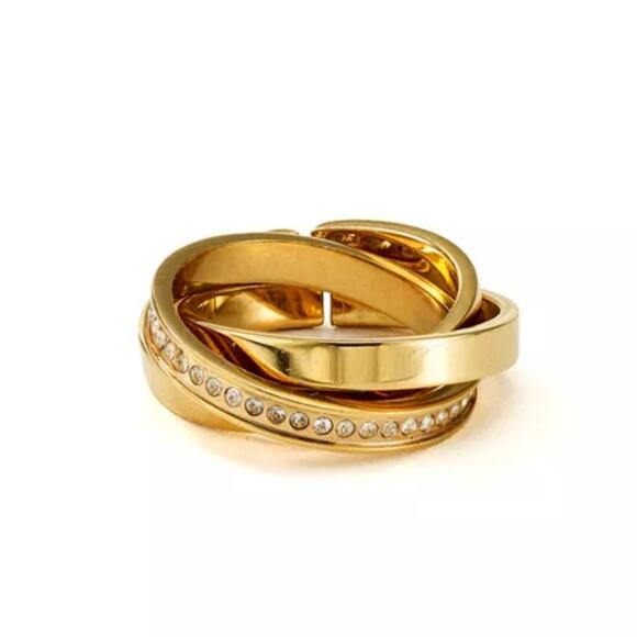 NEW Vita Fede Cassio Ring 24K Gold Plated Stackable Pave Swarovski Crystal Ring - Picture 7 of 11